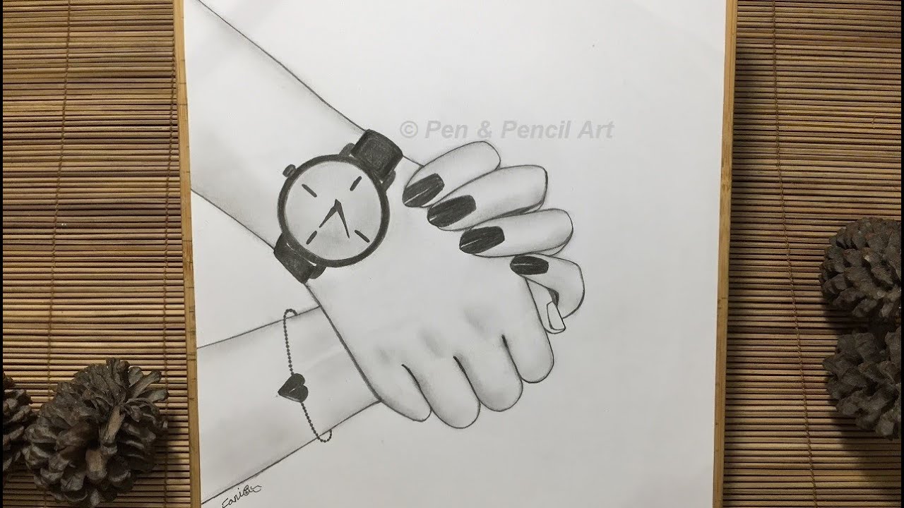 Valentine's Day Drawing // How to Draw Romantic Couple Holding Hands Pencil Sketch