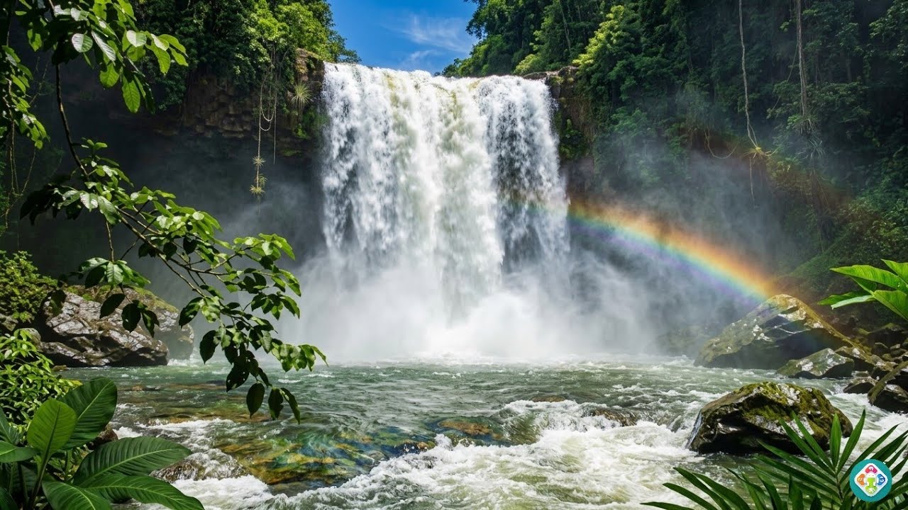 Majestic Waterfall & Rainbow 🌈 | 