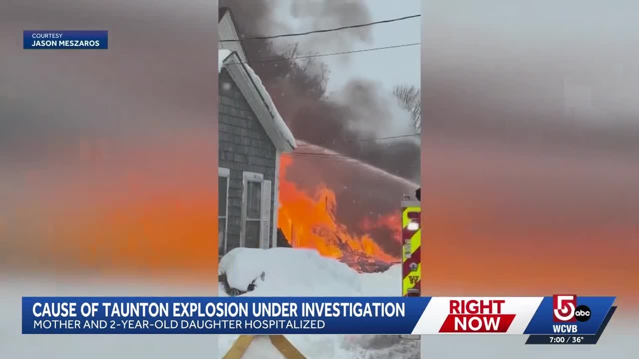 'Just an inferno': Mother, 2-year-old girl rushed to hospital after Mass. house explosion