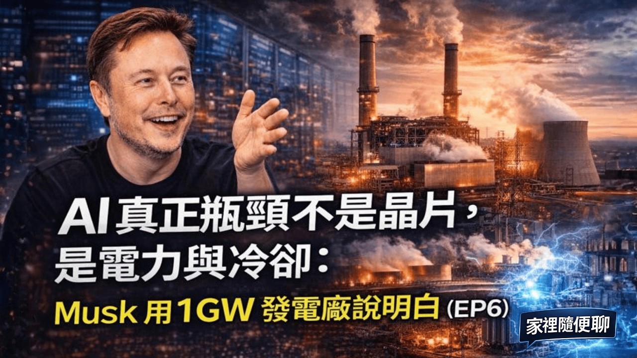 《家裡隨便聊｜ Musk × Diamandis 深度對談 EP6｜AI 真正瓶頸不是晶片，是電力與冷卻：Elon Musk 的工程師視角》