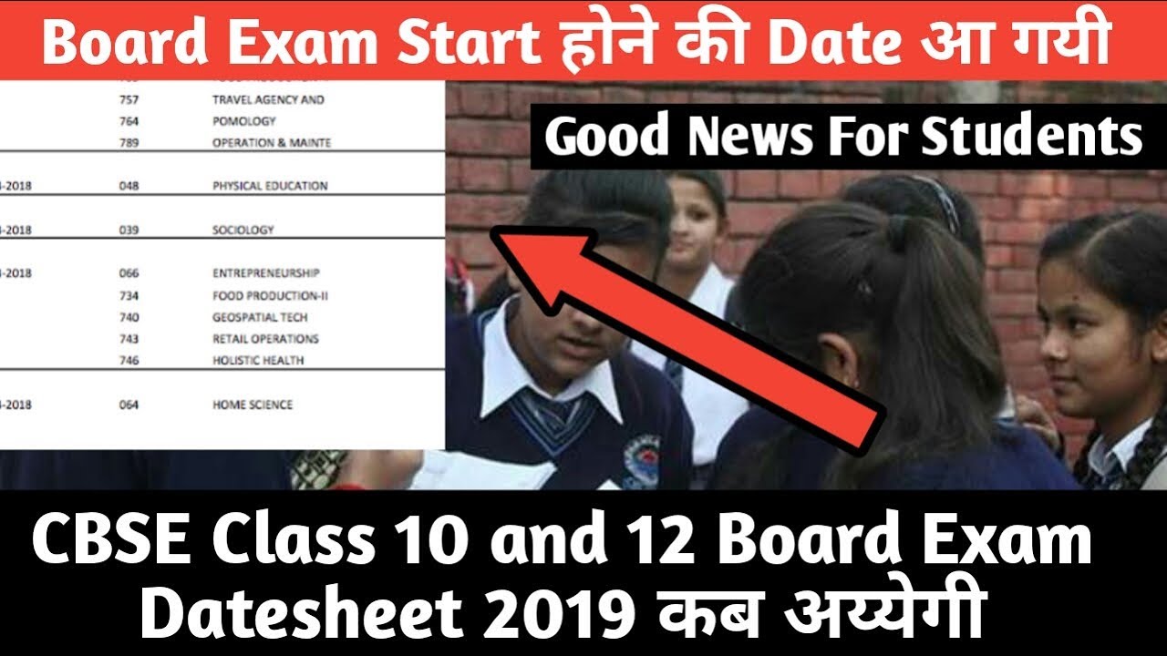 CBSE Class 10 and 12 Board Exam Date sheet 2019