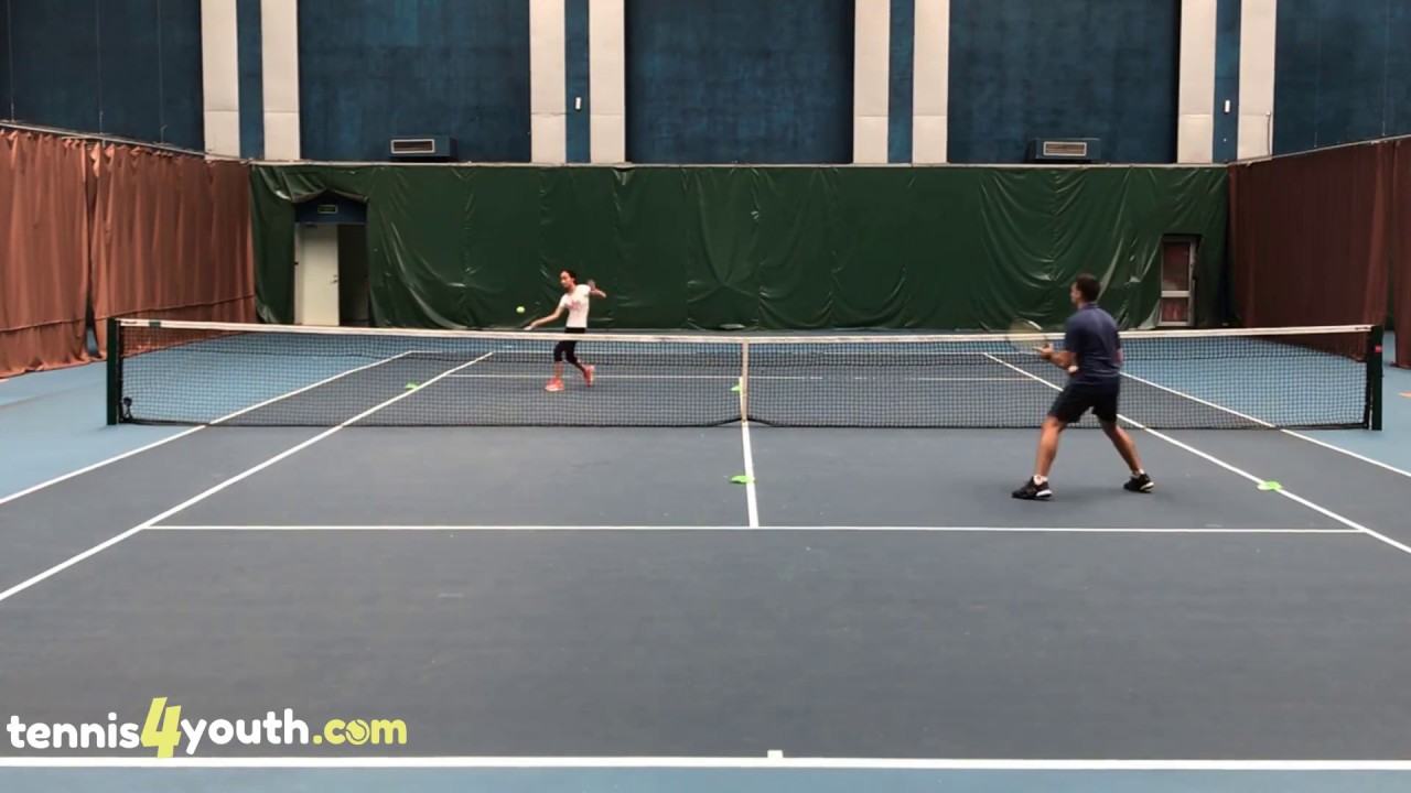 Tennis drill for kids green stage. Touch and play