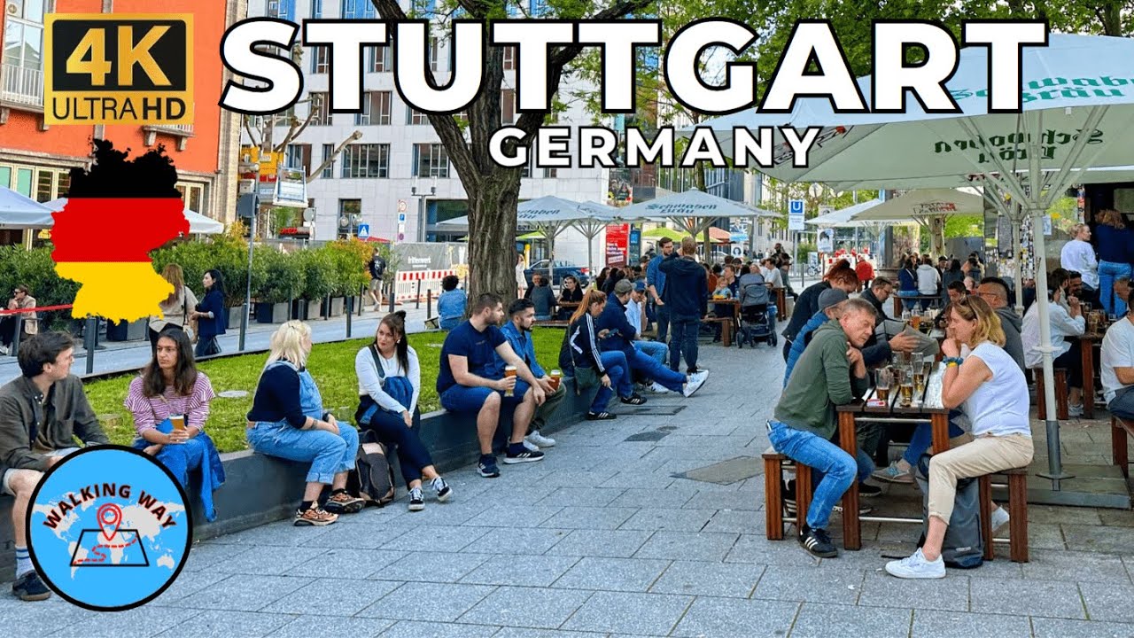 Stuttgart, Germany Walking Tour (Sunny Day🌞) - 4K 60fps with Immersive Sound & Captions
