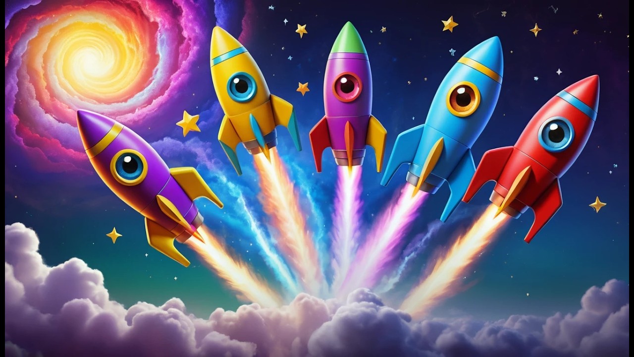Cinco Pequeños Cohetes Whoosh Whoosh Whoo | Canción Espacial para Niños