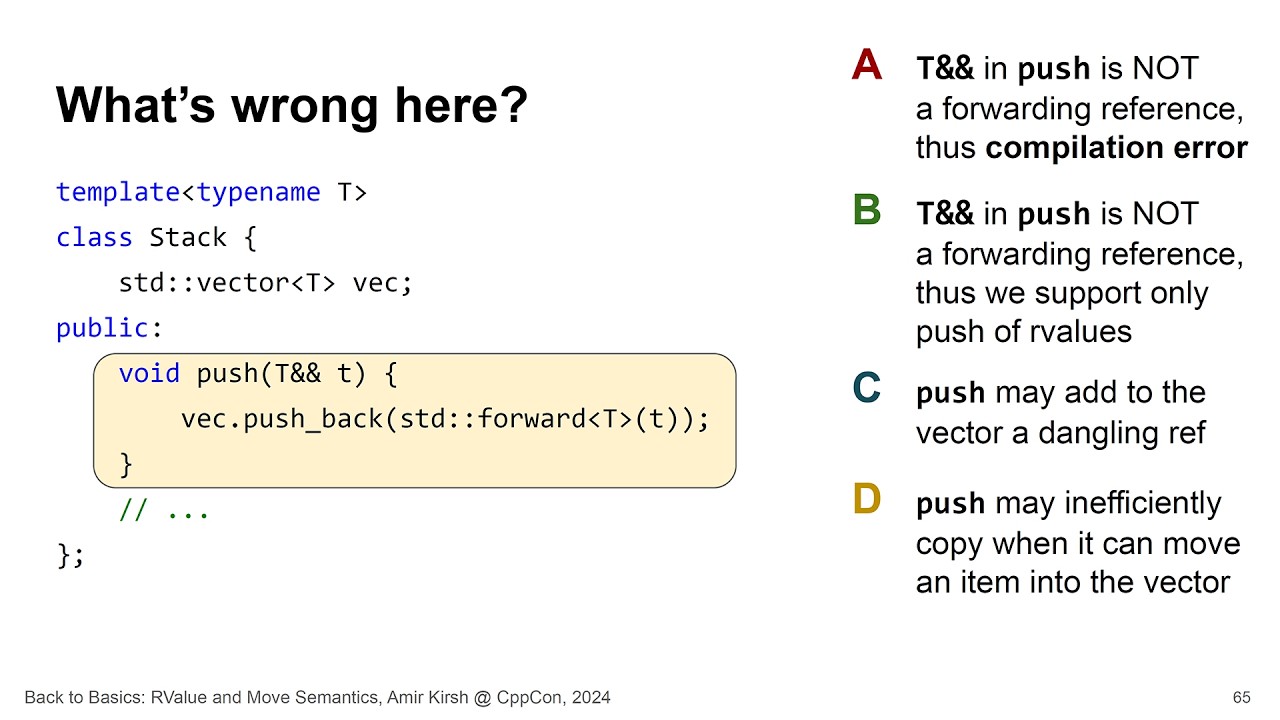 Back to Basics: Rvalues and Move Semantics in C++ - Amir Kirsh - CppCon 2024