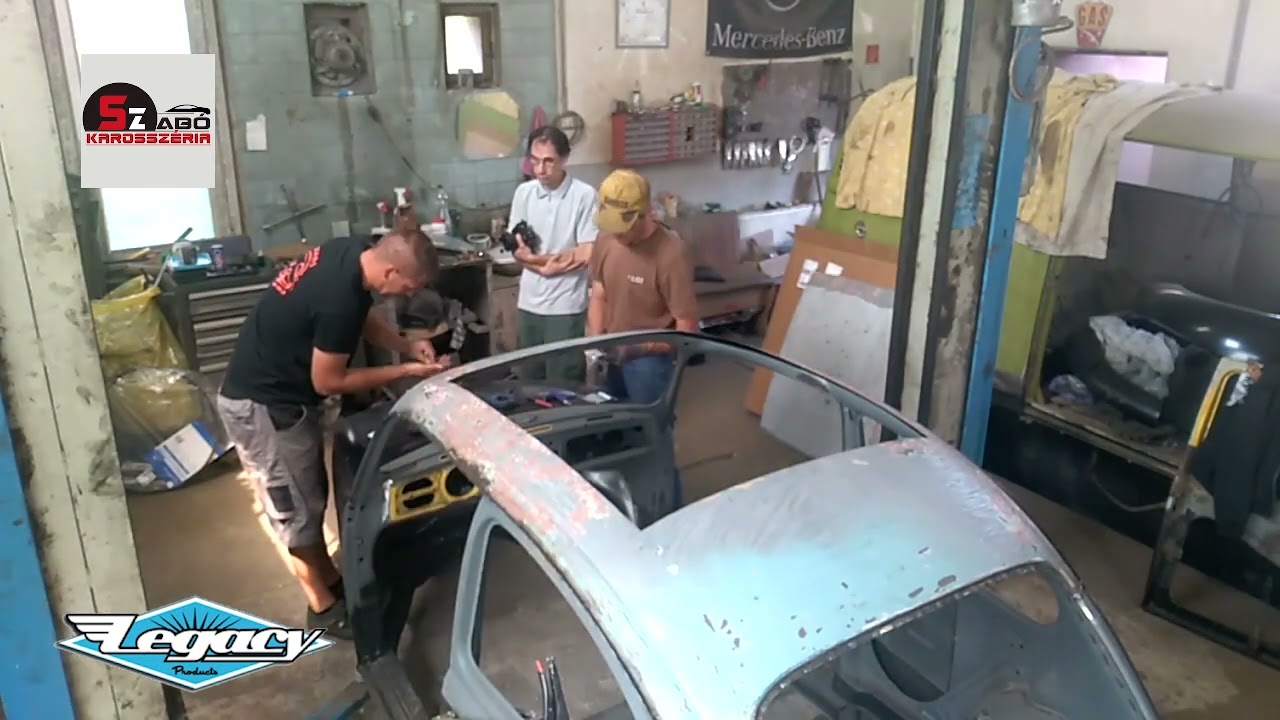 vw bug legacy sunroof  -  install movie part 1
