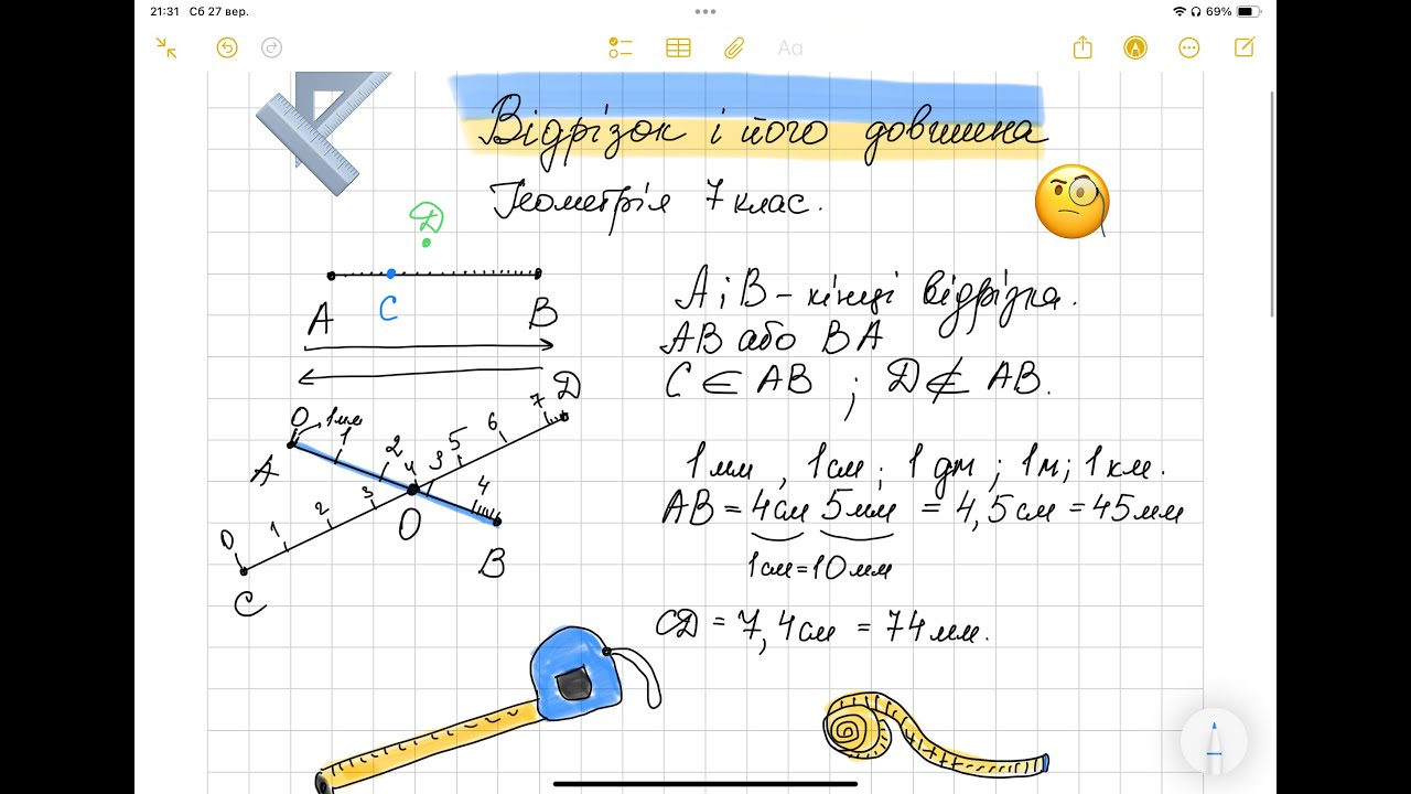 Відрізок та його довжина. Урок 1. Геометрія 7 клас