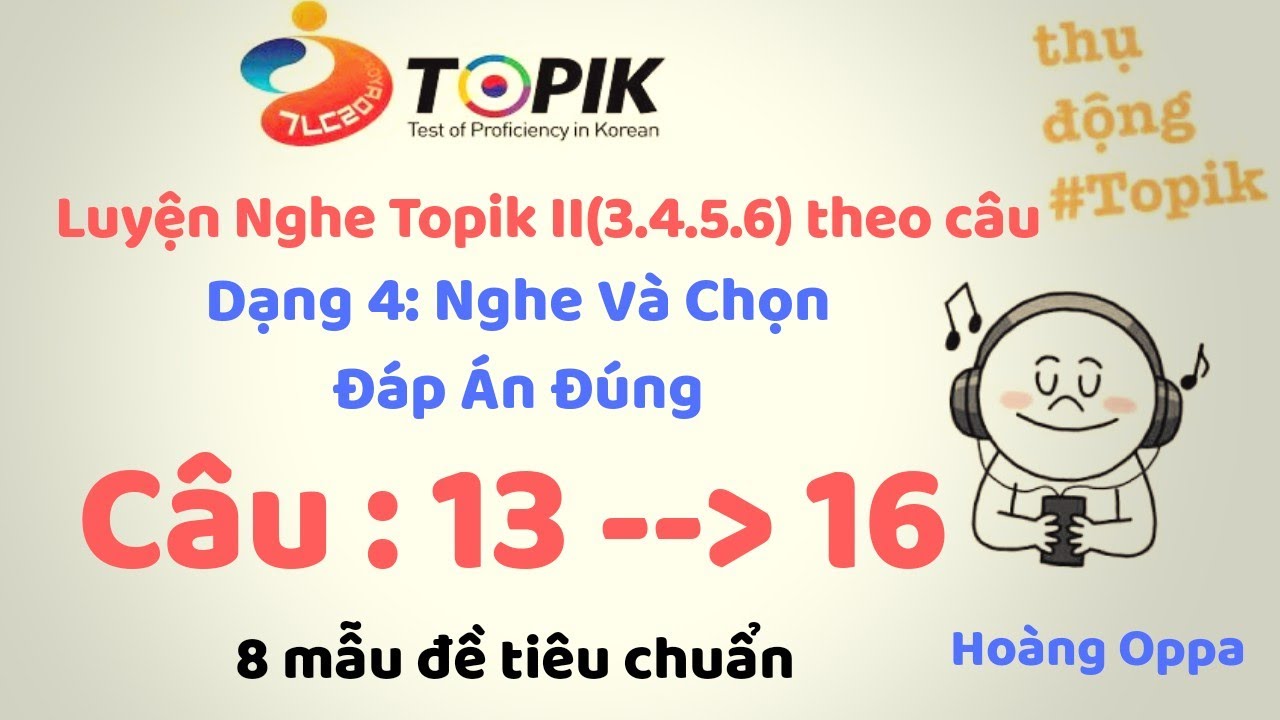 Luyện nghe topik II (3,4,5,6)theo câu [ từ 13-16] kèm phụ đề tiếng Việt và đáp án