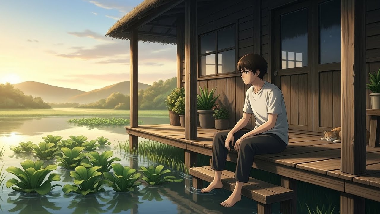 A Peaceful Day on a Floating River House 🌊 | Ghibli Silent Days ASMR