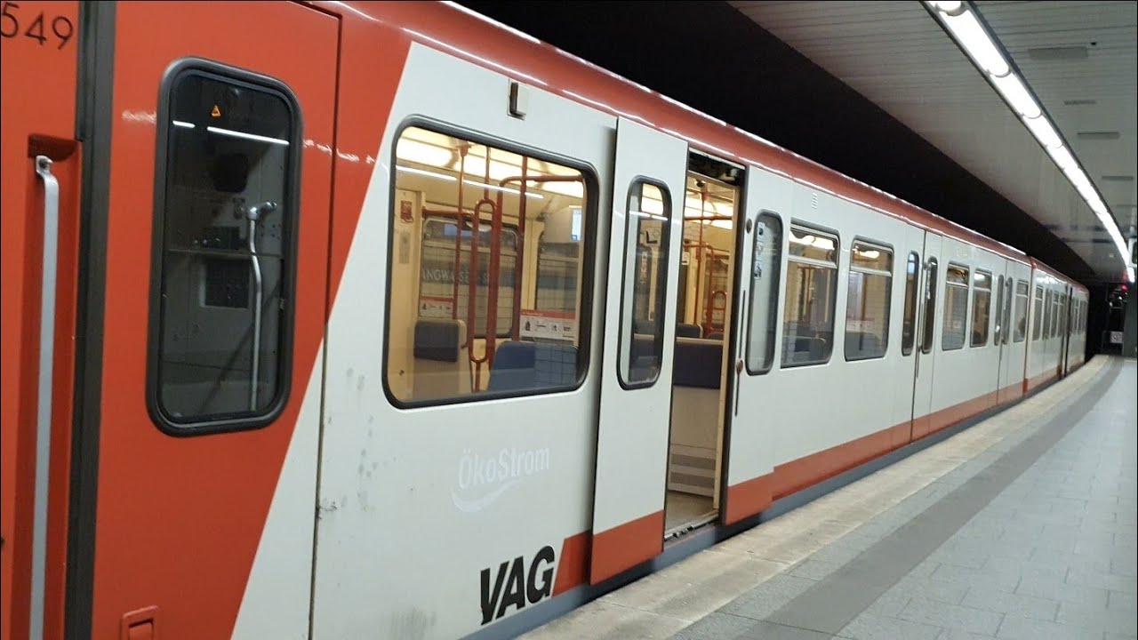 U-Bahn Nürnberg DT2 wagen 549 , von HAUPTBAHNHOF bis LANGWASSER SÜD + DT1 & G1_4K