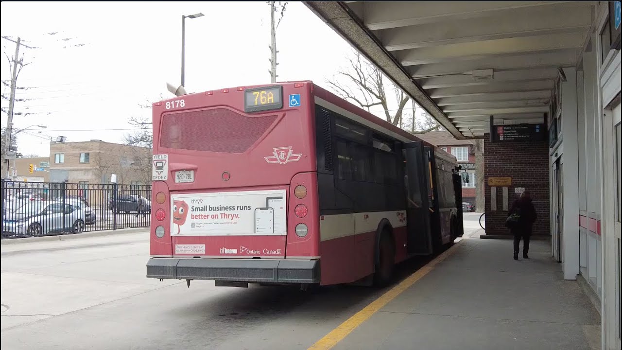 TTC 76A Royal York South Bus Ride #8178 from Royal York Stn to Lake Shore West & Back 3/27/2024