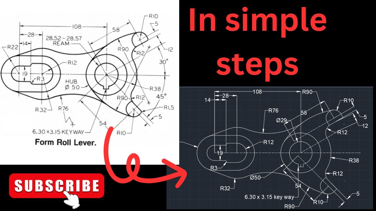 Video 2 how to draw form roll lever in AutoCAD