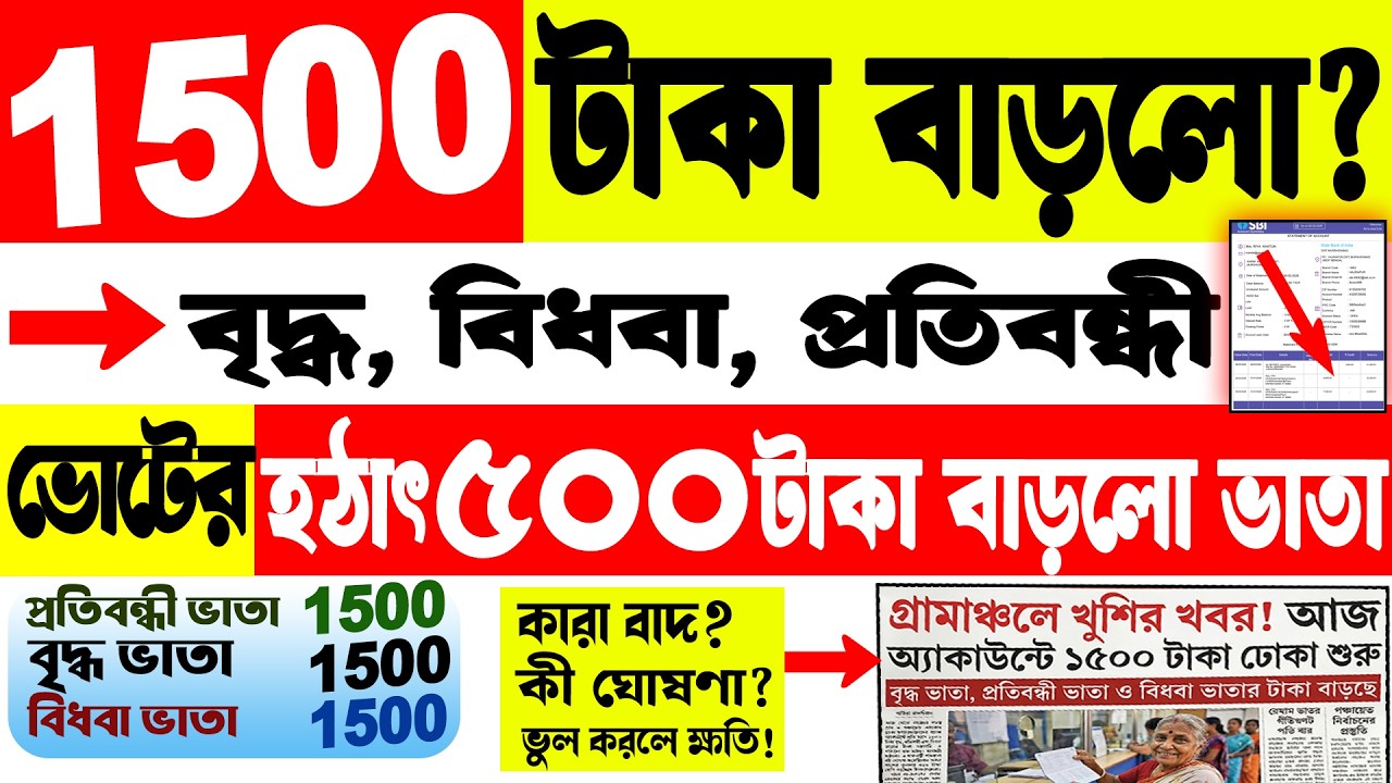 Big Official Update | ভোটের আগে বার্ধক্য, বিধবা ও প্রতিবন্ধী ভাতা ৫০০ টাকা বৃদ্ধি! টাকা কবে ঢুকবে?
