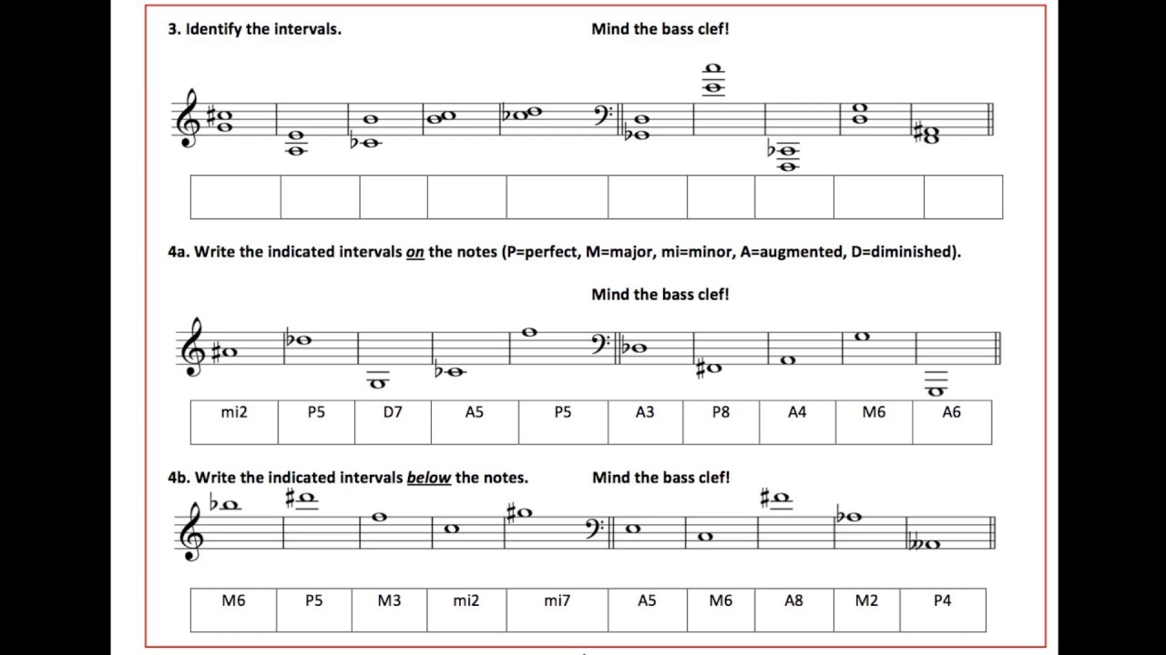 Intervals 5, Entrance exam theory test intervals