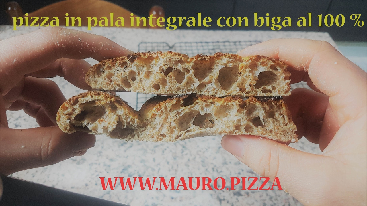 PIZZA IN PALA INTEGRALE CON BIGA AL 100 % www.mauro.pizza