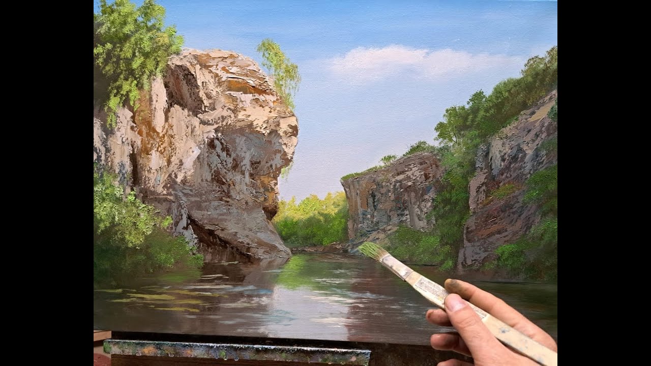 Painting a landscape with oil  Vugar Mamedov