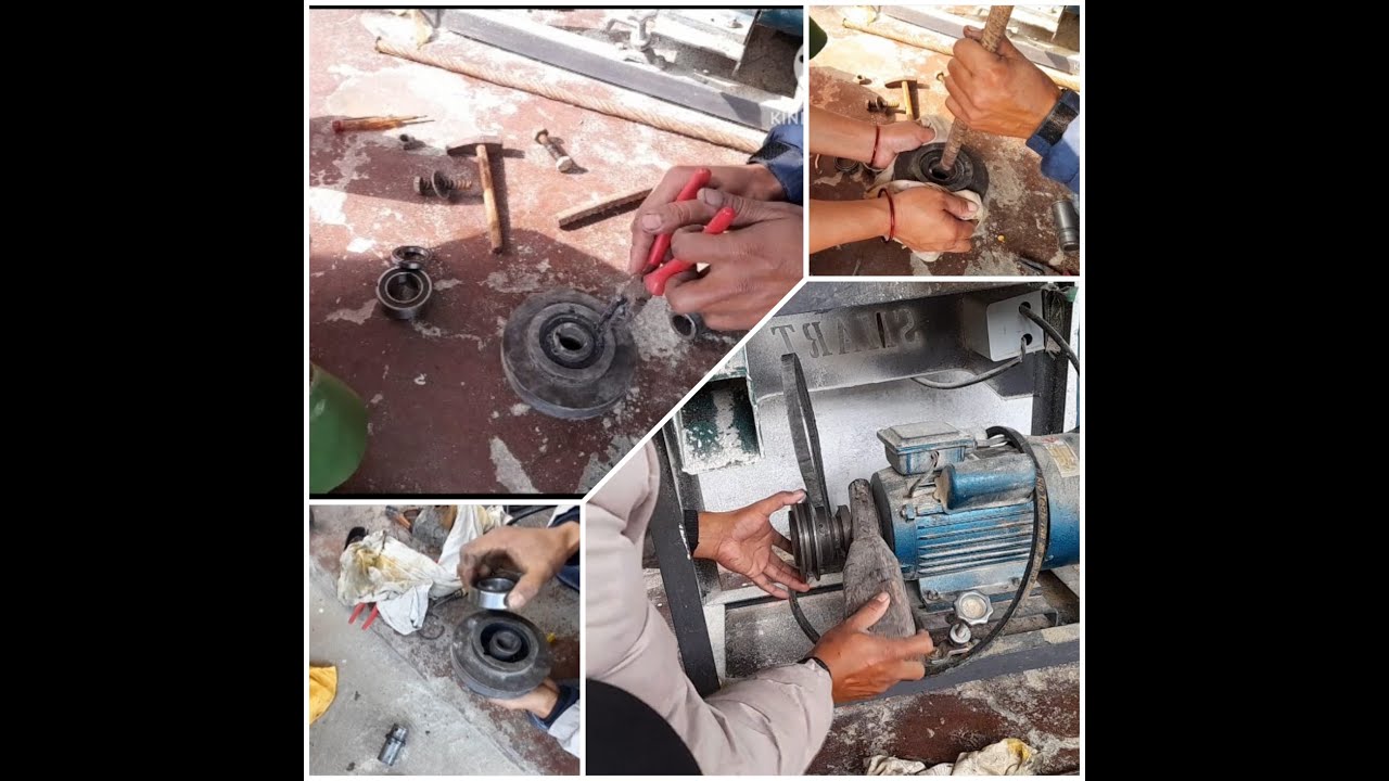 Rice mill pulley bearing replacement