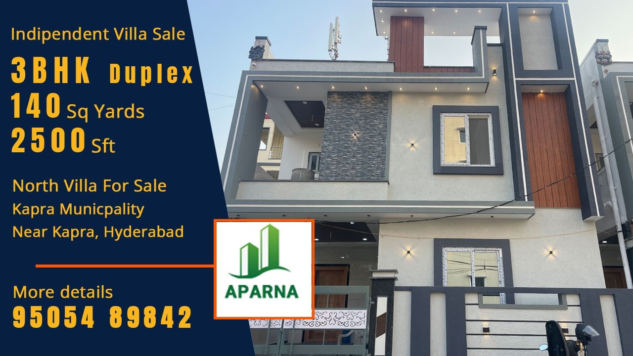 Video No.075 | North Villa 140 Square yards Duplex, 3 bed rooms, Car Parking, Kapra, Hyderabad.