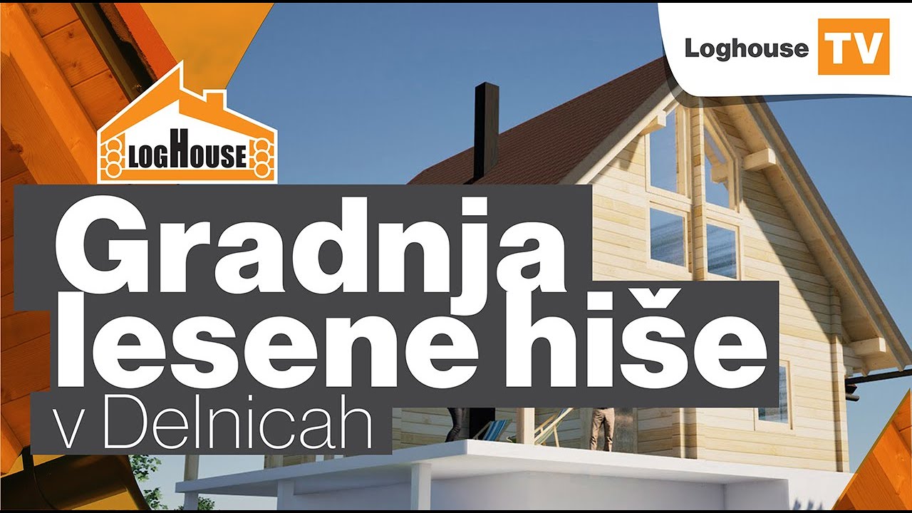 Utrinki dneva gradnje masivne lesene hiše Loghouse v Delnicah