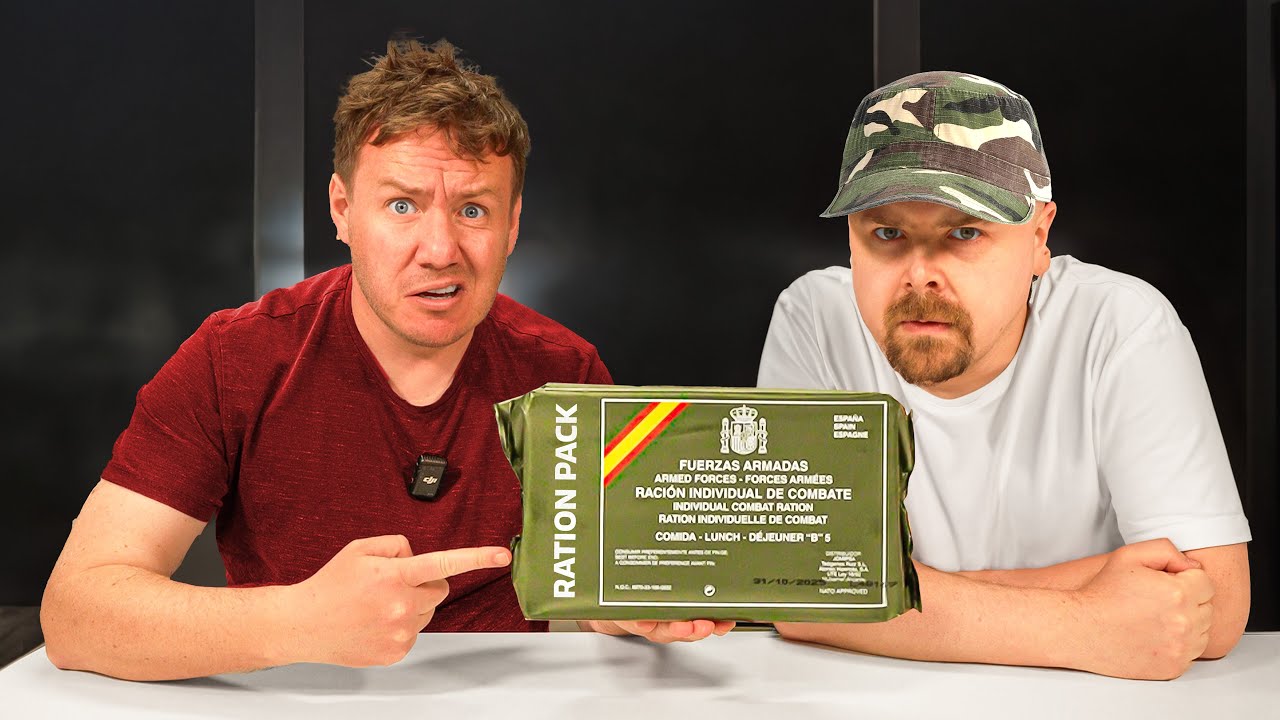 British Guys Taste Test Spanish MRE (Meal Ready to Eat) ft @ashens