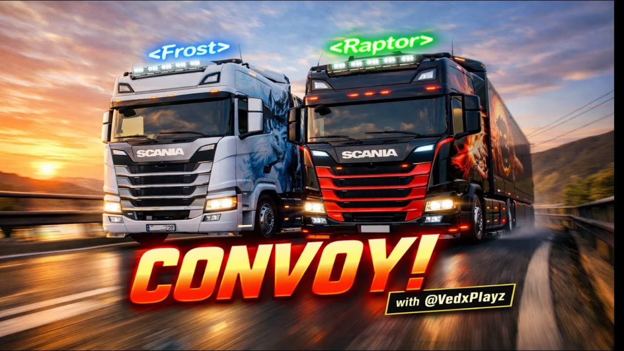 INSANE TRUCK CONVOY at SUNSET! 🚛🔥 | TruckersMP with @VedxPlayz