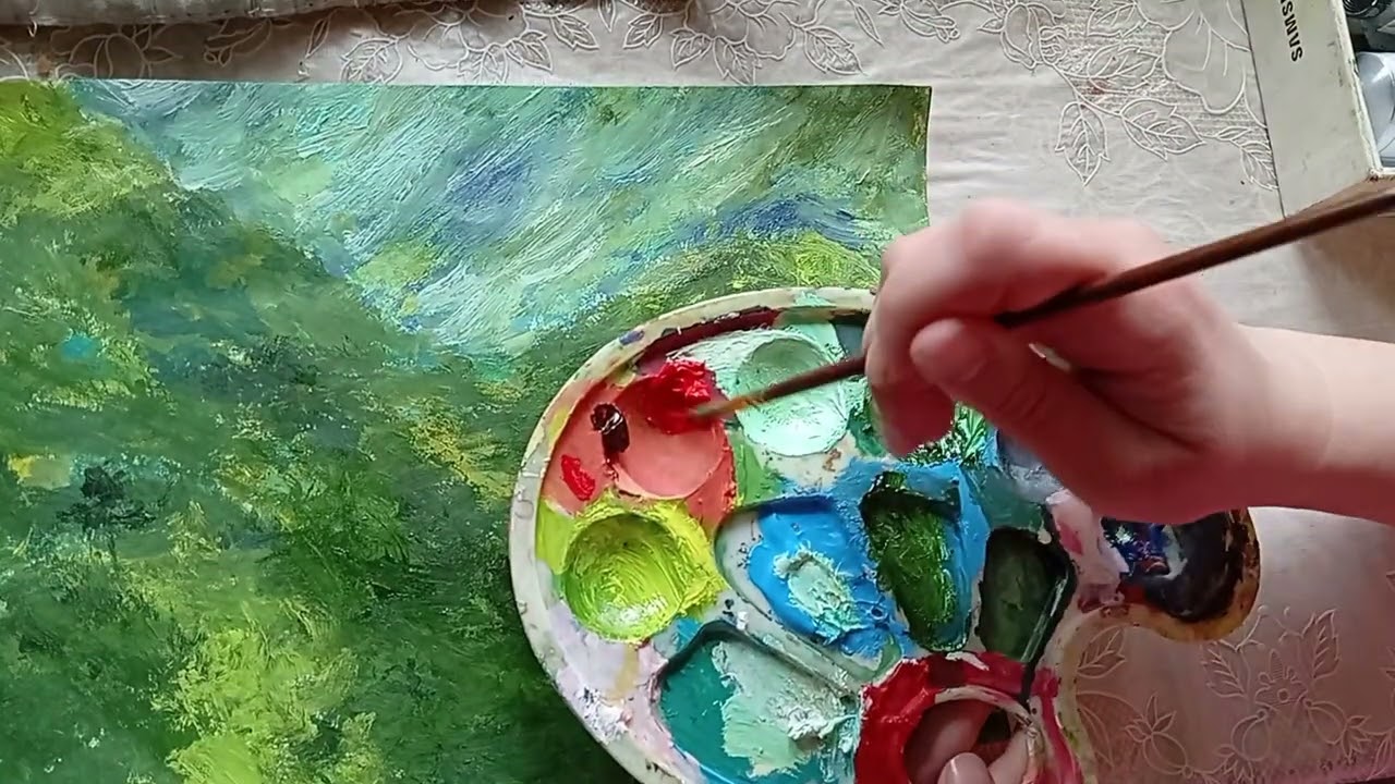 Easy just like Great! Oil picture with the Mountains!