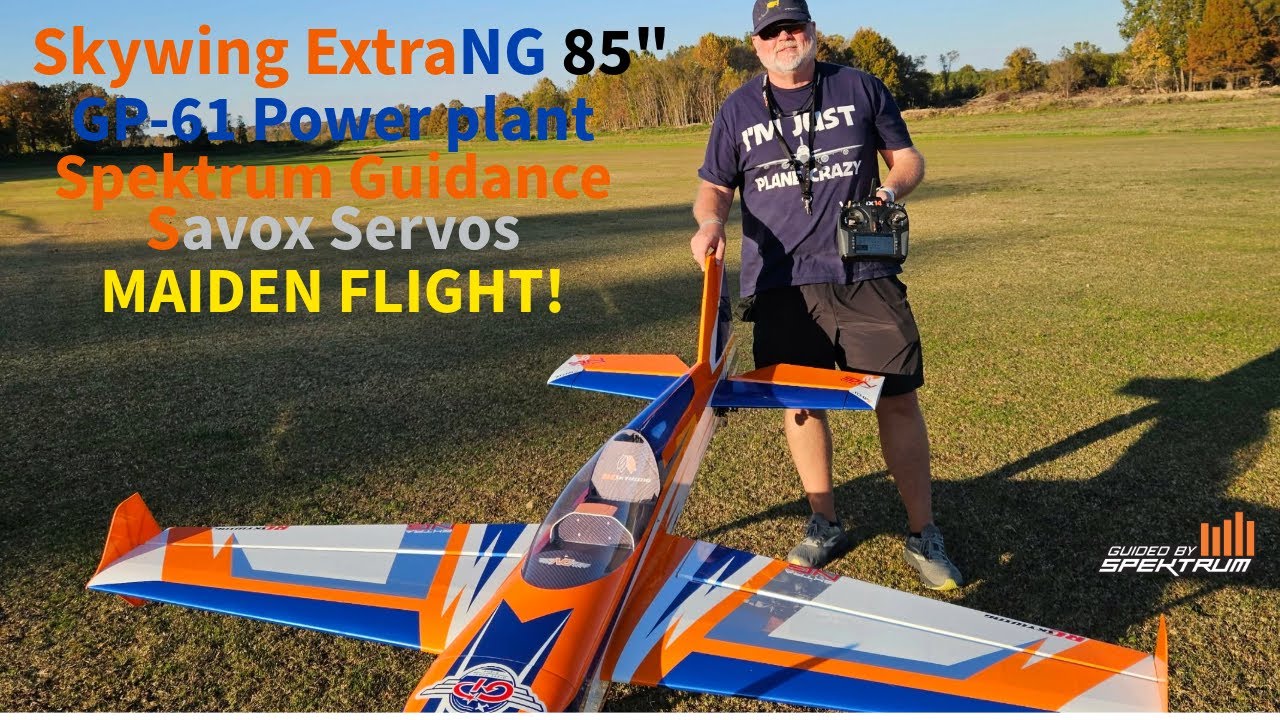 MAIDEN flight Skywing 85 ExtraNG with GP-61 Power Savox Servos, guided by Spektrum