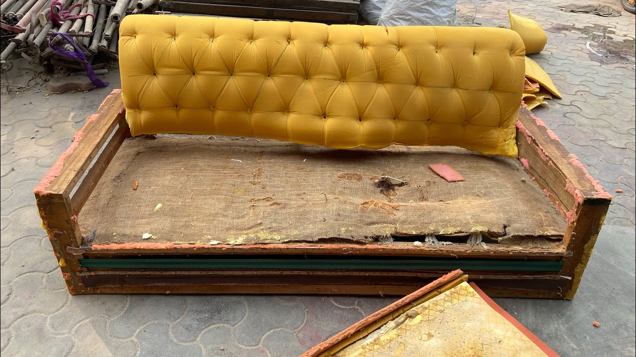 Tuta futa purna 3seater sofa repair Full video👍||Sofa repair at home|| How to make fabric sofa#sofa 