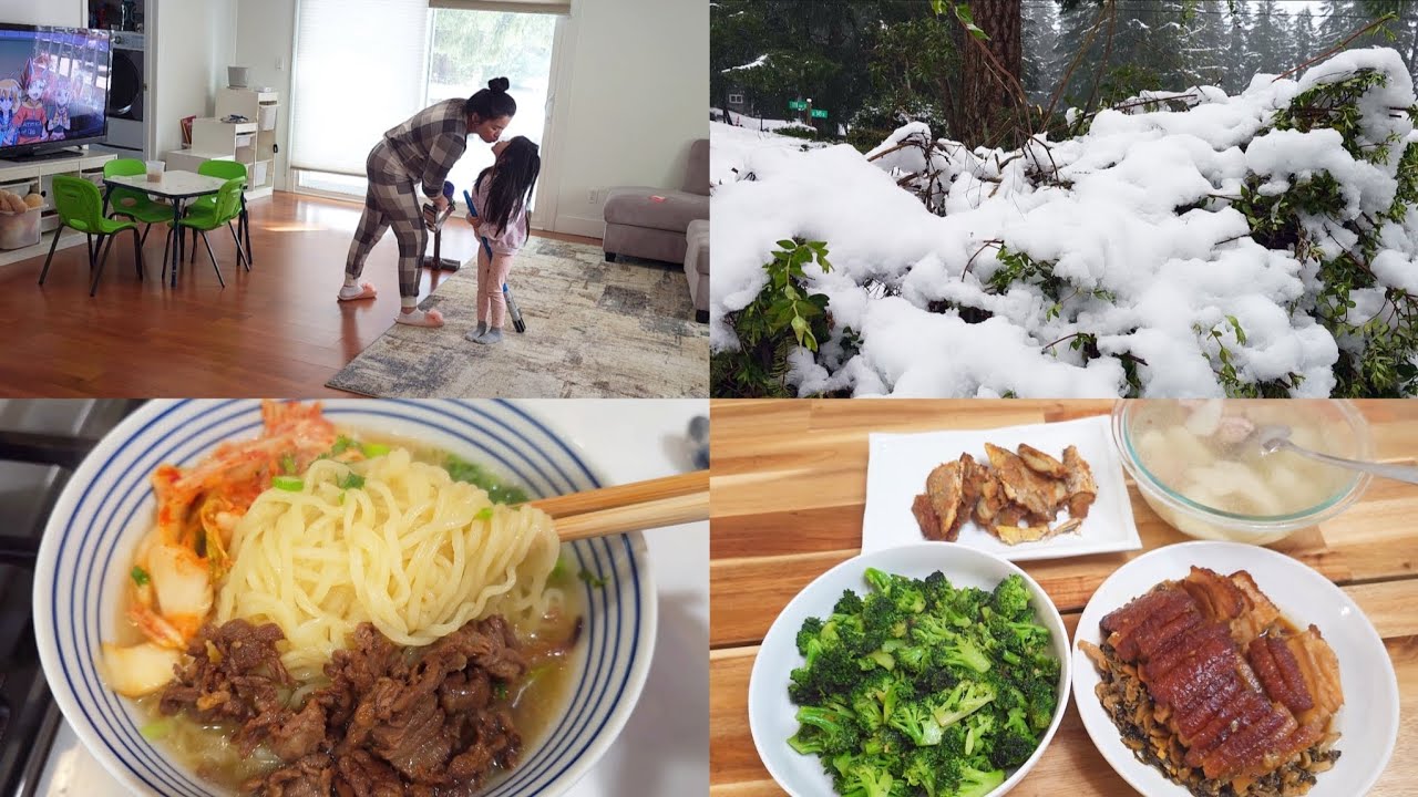 Mom of 3 | As the snow continues, Mom made a hot table of food for her family to enjoy | What a joy!