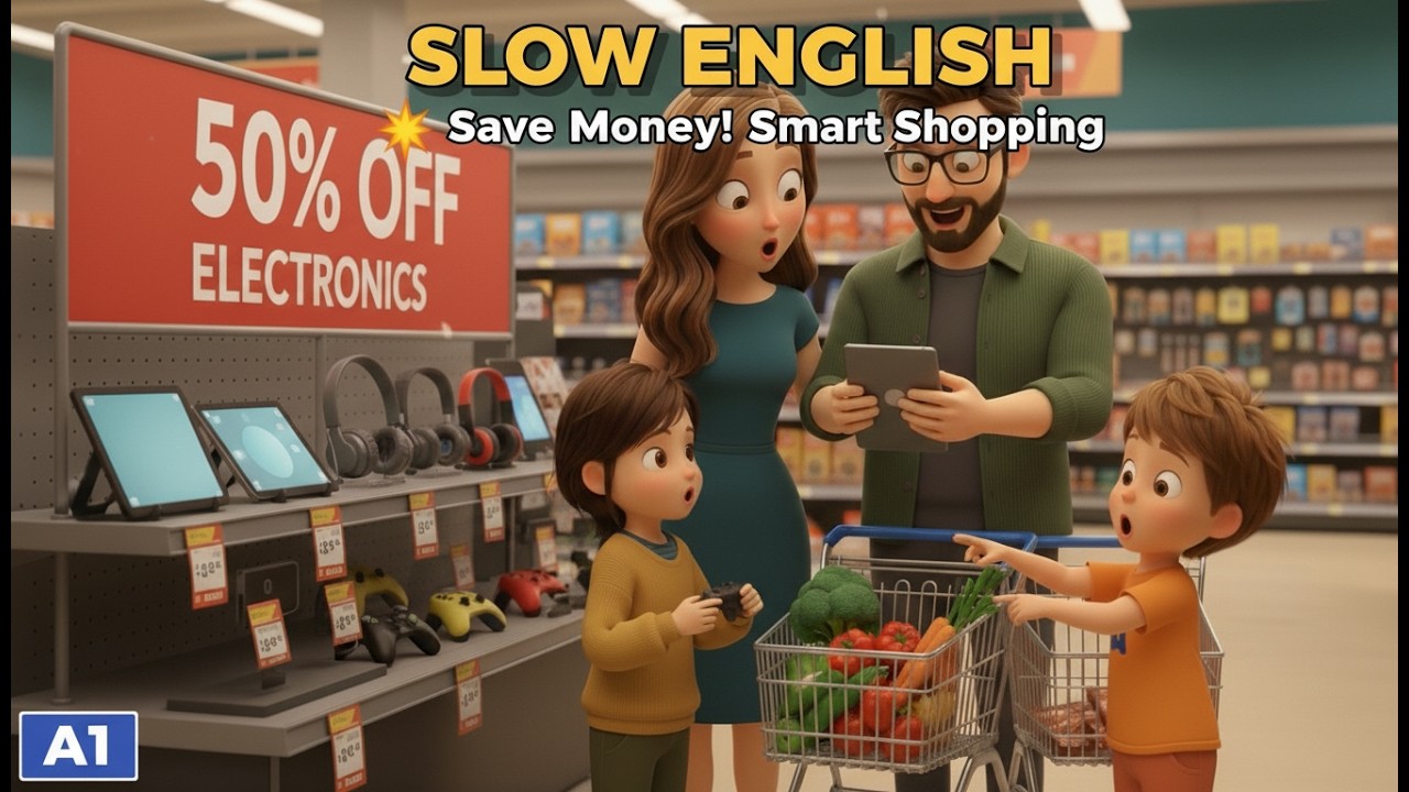 💥 Save Money! Smart Shopping/English Listening Practice for Beginners (A1 Level, Slow English)