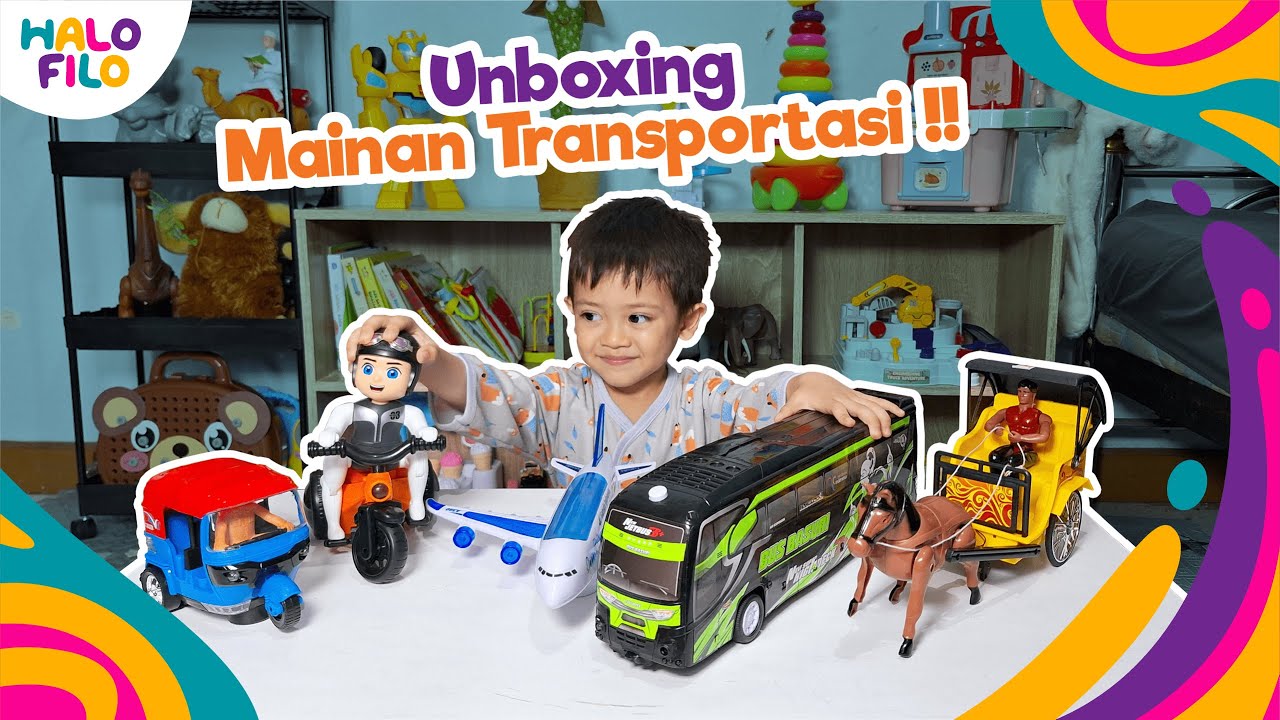 Filo Unboxing Mainan Transportasi !! | Belajar Mengenal Jenis Transportasi (Bus, Pesawat, Sepeda)