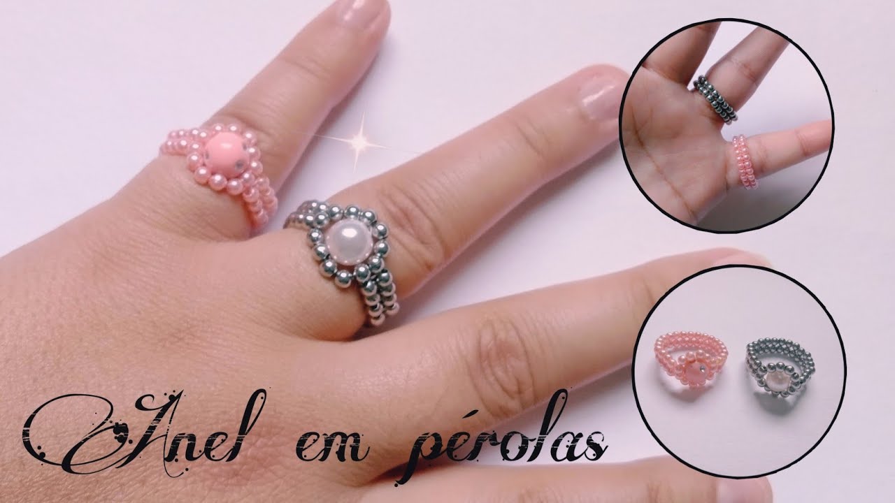 como fazer anel com pérolas/passo a passo.
