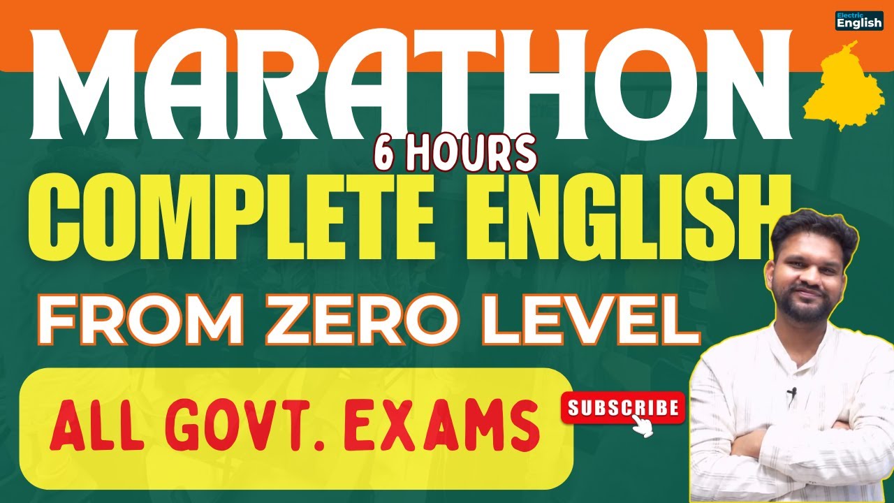 PUNJAB EXAMS COMPLETE ENGLISH MARATHON🚀 From Zero Level | PSSSB/PCS/Punjab Police | Electric English