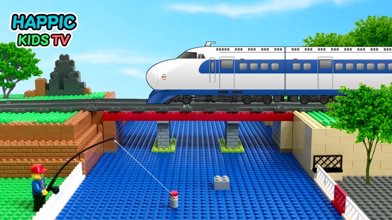 【新幹線アニメ】★新幹線0系の冒険★ ～川に橋をかける～ | 踏切 | 電車 / The Adventure of Bullet Train for Kids !  