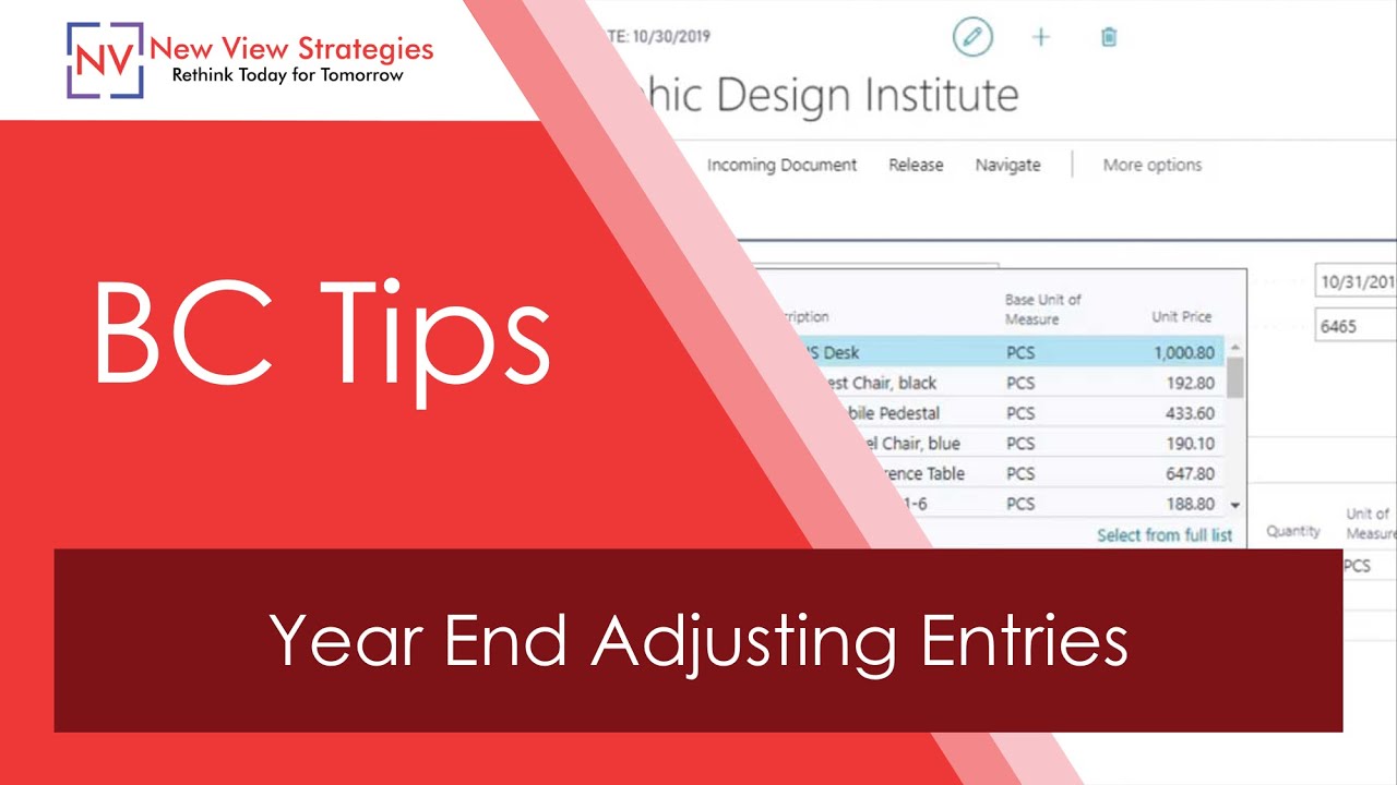 Business Central Tips - Year End Adjusting Entries