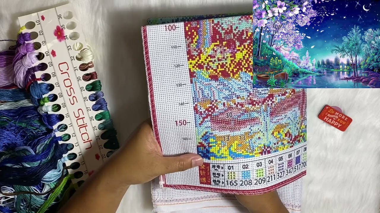 Flosstube #57 Unboxing The FGOBY Stamped Cross Stitch | Stitch Along The Romantic Starry Sky with Me