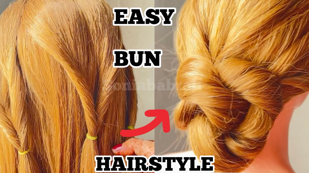 Easy Low Twist Messy Bun Hairstyles 👉🏻 Only 2 Minutes / BEAUTIFUL BUN/MEDIUM, LONG HAIR