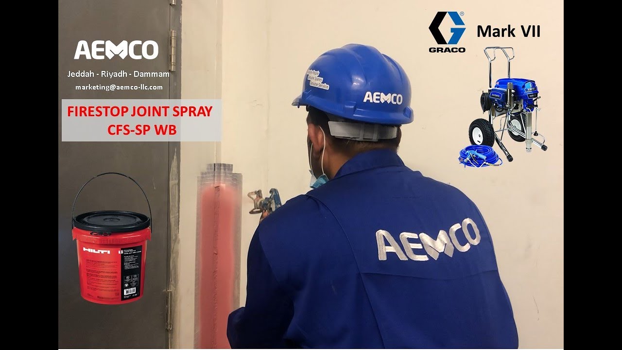 GRACO Mark VII spraying HILTI Firestop Joint Spray CFS SP WB by AEMCO