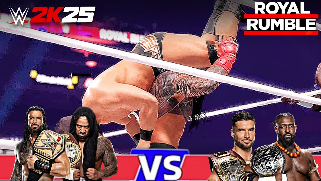 🥶WWE2K25 ROMAN REIGNS & SOLO SIKOA VS OBA FEMI & ETHAN PAGE DEADLINE MATCH #wwe #wwe2k25 #ajugaming 