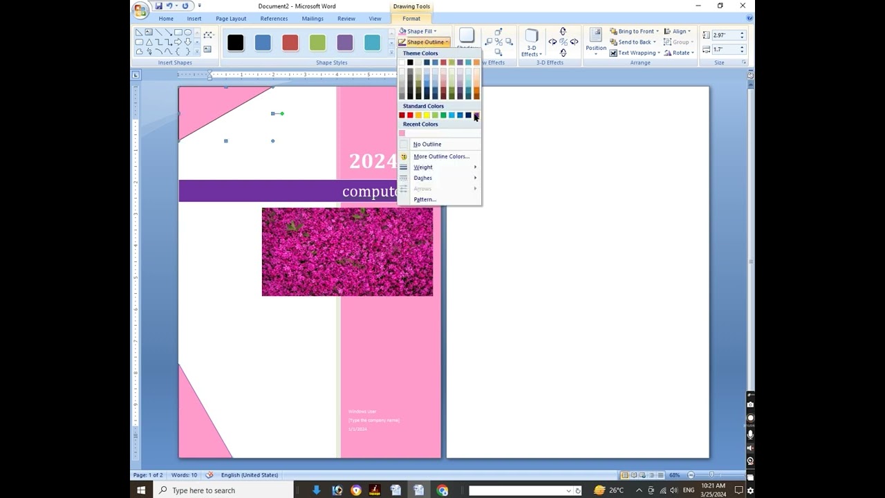 cover page in ms word