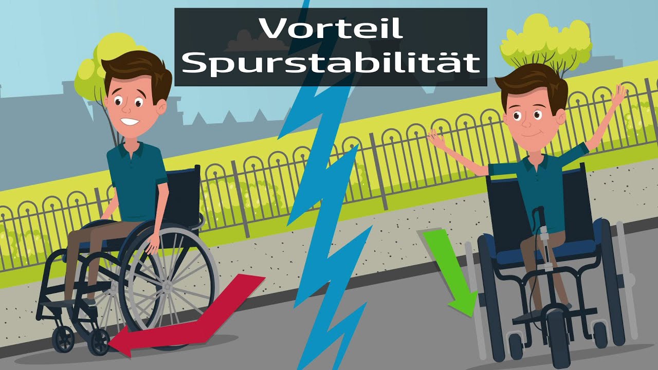 Fahrspa&szlig; mit Rollstuhl - patentierte Spurstabilit&auml;t Vosara&reg; Vorsatzrad Lenk- Brems- Spurhalte Hilfe