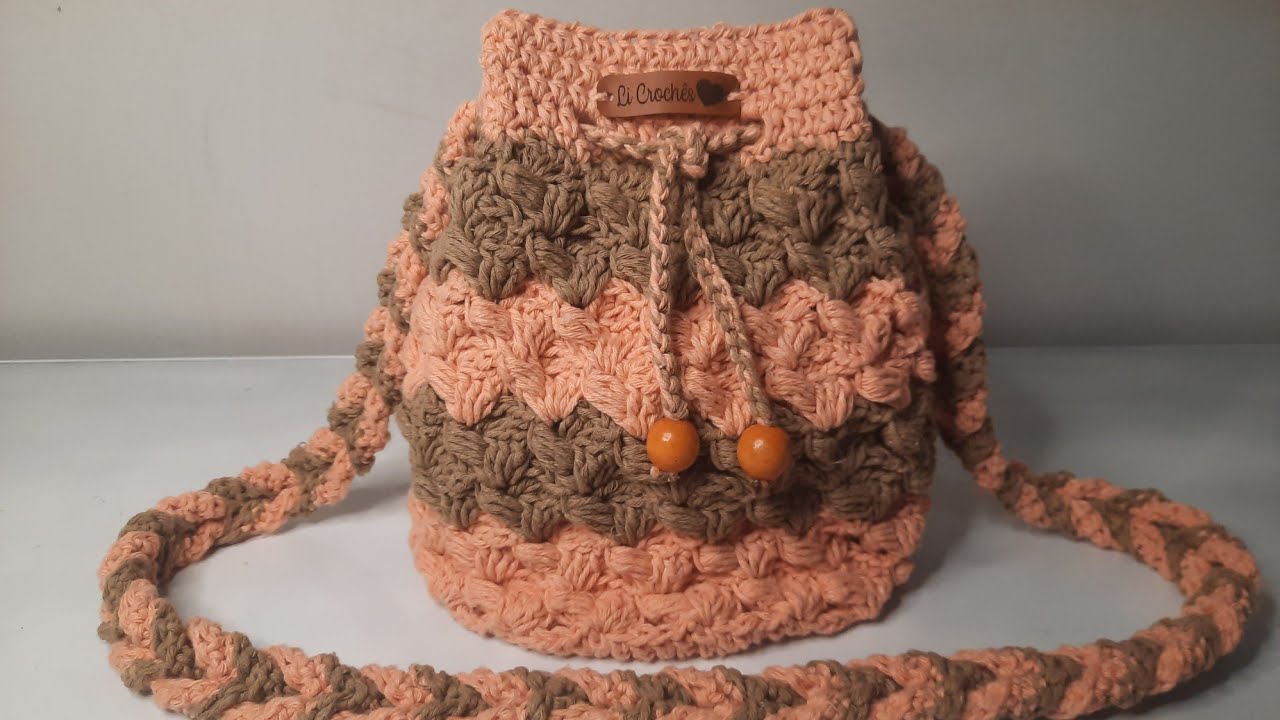 Bolsa em Crochê tipo Saco (Ponto Puff deitado Passo a passo