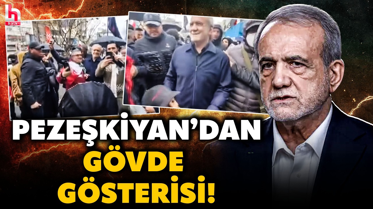 ATEŞ HATTINDA SAF TUTTU! İran Cumhurbaşkanı Pezeşkiyan patlamalar yaşanırken Tahran'da halkla yürüdü