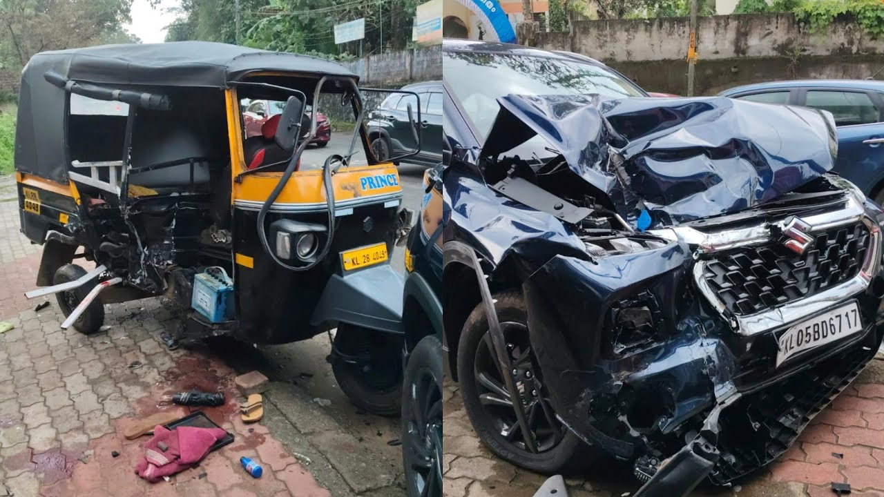 പുതുപ്പള്ളി IHRD സ്കുളിന് മുൻവശത്ത് നടന്ന അപകട ദൃശ്യങ്ങൾ -