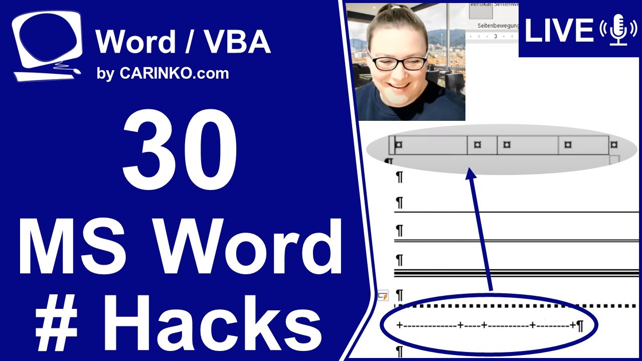 Indra Kohl Live - 30 MS Word Hacks - Kniffe und Tricks für die tägliche Praxis - carinko.com