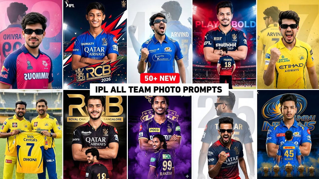 50+ New IPL ai photo editing prompts | All team photo editing prompts | IPL photo editing