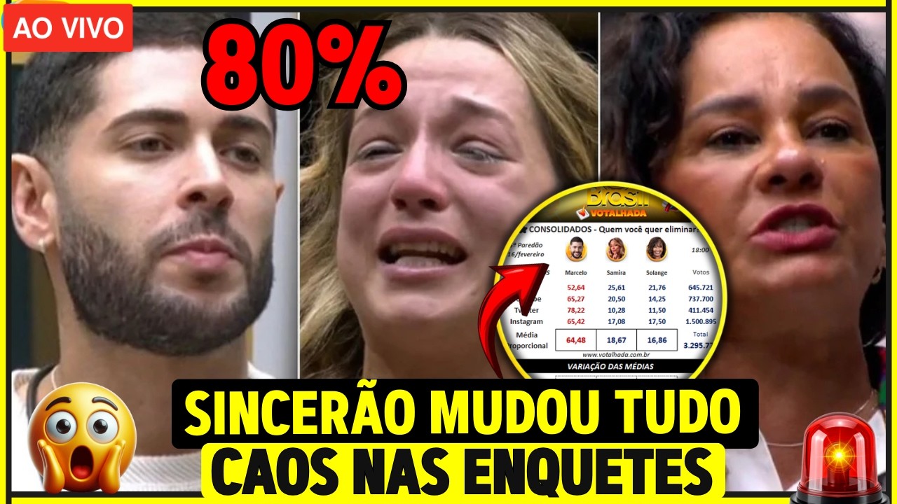🔥 REVIRAVOLTA! SINCERÃO MUDA VOTAÇÃO ENTRE MARCELO, SAMIRA E SOLANGE, VEJA RESULTADO PÓS SINCERÃO