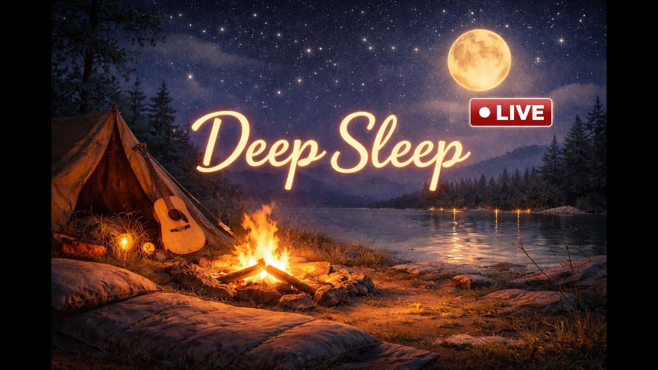 Deep Sleep Campfire Ambience 🔥 | Sleep Lofi Night Music Live for Insomnia Relief & Relaxation