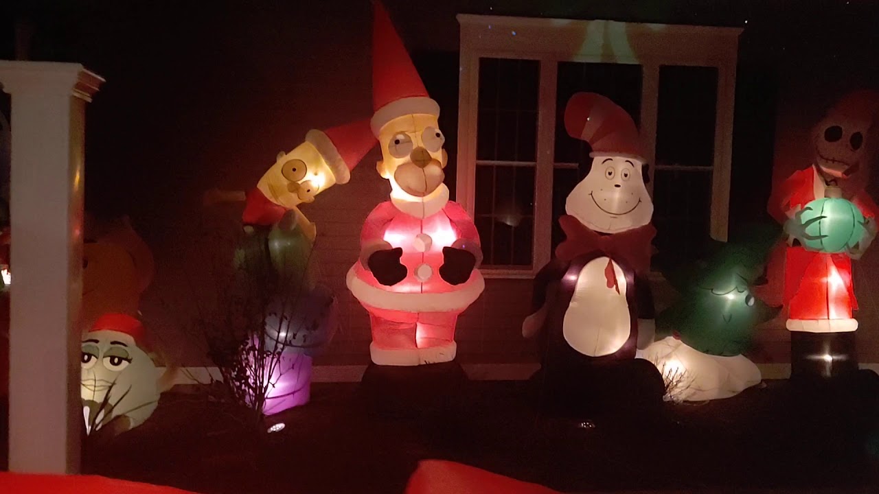 Airblown Inflatable Christmas Display 2020 Hadley, MA. (124 inflatables)!