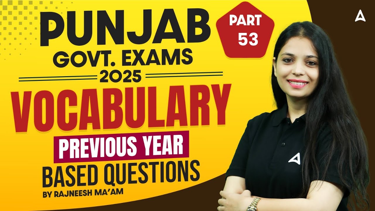 Punjab Govt Exam 2025 | Punjab Govt Exam Vocabulary Class | English | PYQs | Rajneesh Maam